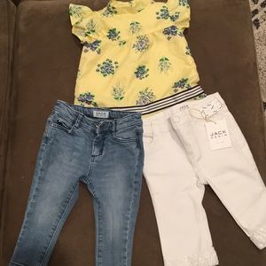 Janie and Jack top and 2 pairs of jeans 18-24m